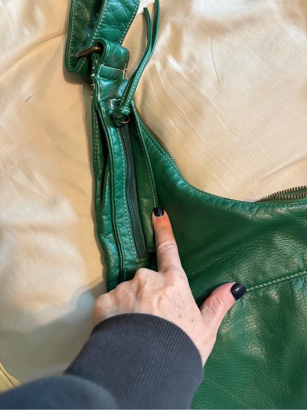 Emerald Green Faux Leather Slouchy Hobo Shoulder Bag